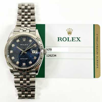 Datejust 36mm Blue Jubilee Diamond Dial Fluted White Gold Bezel Jubilee Bracelet Stainless Steel