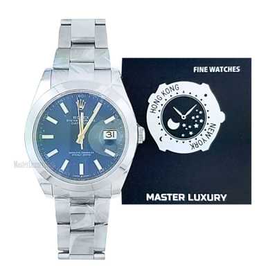 Datejust 41mm Blue Dial Domed Bezel Oyster Bracelet Stainless Steel