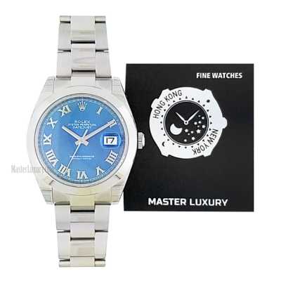 Datejust 41mm Blue Roman Dial Domed Bezel Oyster Bracelet Stainless Steel