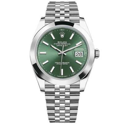 Datejust 41mm Green Dial Domed Bezel Jubilee Bracelet Stainless Steel