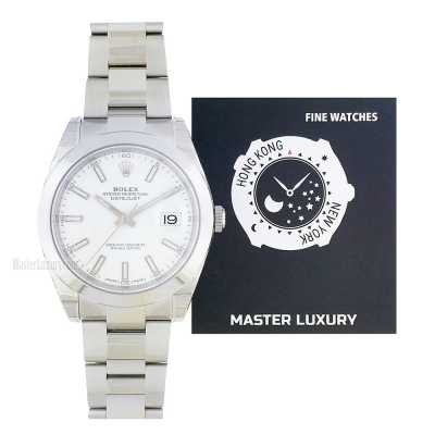 Datejust 41mm White Dial Domed Bezel Oyster Bracelet Stainless Steel 