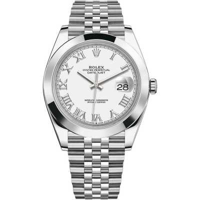 Datejust 41mm White Roman Dial Domed Bezel Jubilee Bracelet Stainless Steel 