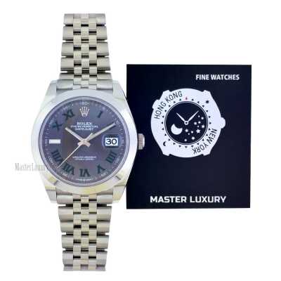 Datejust 41mm Slate Green Roman Dial Domed Bezel Jubilee Bracelet Stainless Steel 