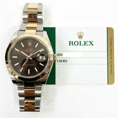 Datejust II 41mm Chocolate Diamond Dial Domed Bezel Oyster Bracelet Stainless Steel and Rose Gold