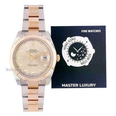 Datejust 41mm Sundust Diamond Dial Fluted Bezel Oyster Bracelet Stainless Steel and Rose Gold