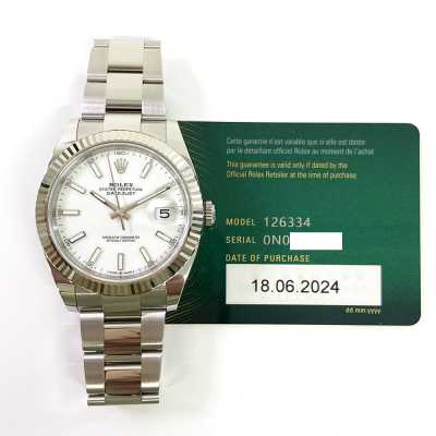 Datejust 41mm White Dial Fluted White Gold Bezel Oyster Bracelet Stainless Steel
