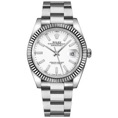 Datejust 41mm White Dial Fluted White Gold Bezel Oyster Bracelet Stainless Steel