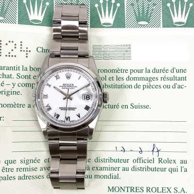 Datejust 36mm White Roman Dial Domed Bezel Oyster Bracelet Stainless Steel