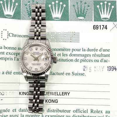 Datejust 26mm Silver Diamond Dial White Gold Bezel Jubilee Bracelet Stainless Steel