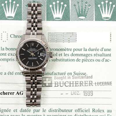 Datejust 26mm Black Dial Fluted White Gold Bezel Jubilee Bracelet Stainless Steel