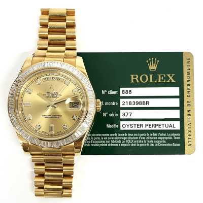 Day-Date II 41mm Champagne Diamond Dial Diamond Bezel President Bracelet Yellow Gold