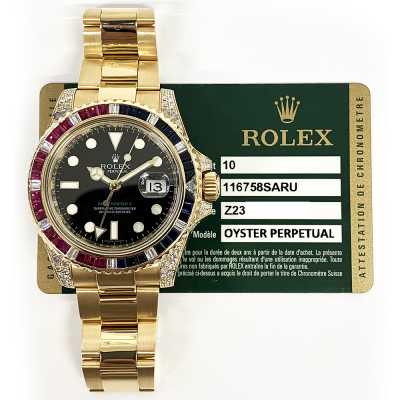 GMT-Master II 40mm Black Dial  Gems/Diamond Bezel Yellow Gold