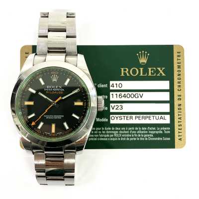 Milgauss 40mm Black Dial Green Crystal Stainless Steel