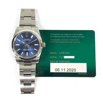 Oyster Perpetual 34mm Bright Blue Dial Domed Bezel Oyster Bracelet Stainless Steel