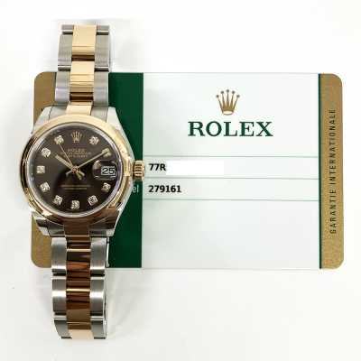 Datejust 28mm Chocolate Diamond Dial Domed Bezel Oyster Bracelet Stainless Steel and Rose Gold
