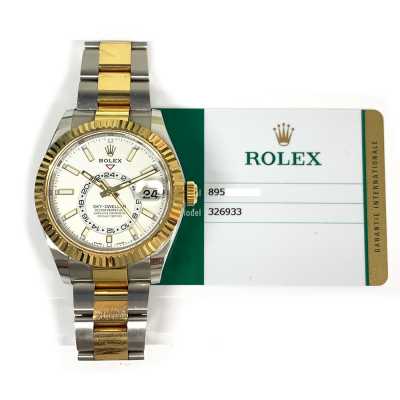 Sky-Dweller 42mm White Dial Oyster Bracelet Stainless Steel and Yellow Gold