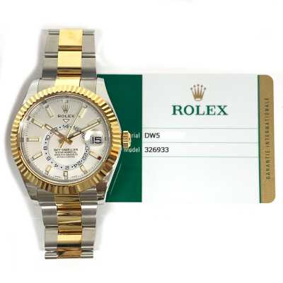 Sky-Dweller 42mm White Dial Oyster Bracelet Stainless Steel and Yellow Gold