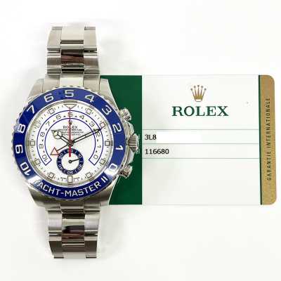Yacht-Master II 44mm White Dial Blue Ceramic Bezel Stainless Steel
