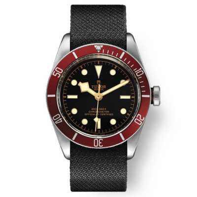 Black Bay 41mm Black Dial Red Bezel Black Fabric Strap Stainless Steel