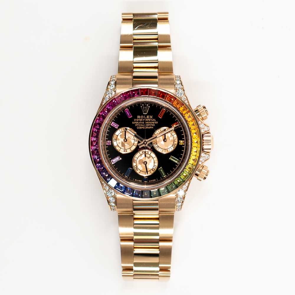 Rolex Daytona 116595RBOW | 40mm Rose Gold Rainbow Sapphire Diamond