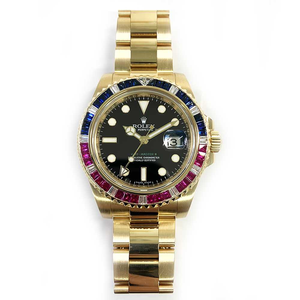 Rolex GMT-Master II 116748SARU | Yellow Gold SARU Gem Bezel