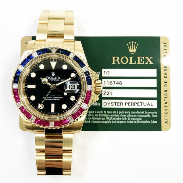 Rolex GMT-Master II 116748SARU | Yellow Gold SARU Gem Bezel