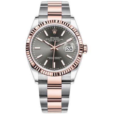 Datejust 36mm Slate Dial Fluted Bezel Oyster Bracelet Stainless Steel and Rose Gold