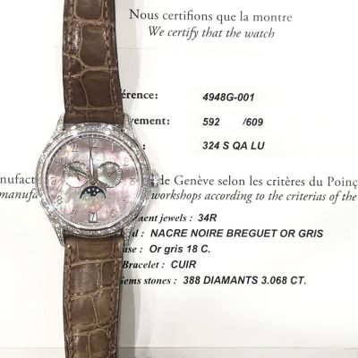Complications 38mm Annual Calendar Moonphase Dark Mother Of Pearl Dial Diamond Bezel White Gold