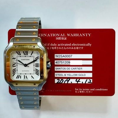 Santos 35.1mm Silver Roman Dial Stainless Steel and Yellow Gold 