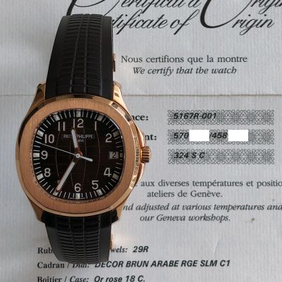 Aquanaut 40.8mm Brown Dial Brown Rubber Strap Rose Gold