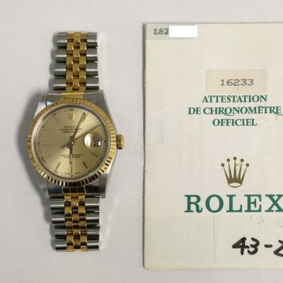 Datejust 36mm Champagne Dial Jubilee Bracelet Stainless Steel and Yellow Gold