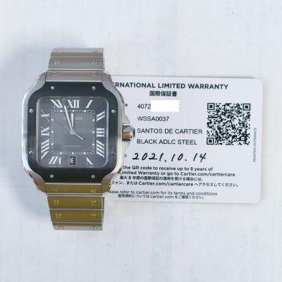 Santos Large Automatic Grey Roman Dial Stainless Steel