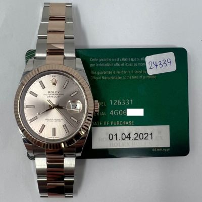 Datejust 41mm Sundust Dial Fluted Bezel Oyster Bracelet Stainless Steel and Rose Gold