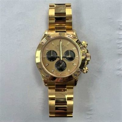 Cosmograph Daytona 40mm Champagne Dial with Black Sub Dials Oyster Bracelet Yellow Gold