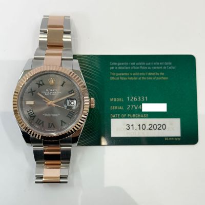 Datejust 41mm Slate Green Roman Dial Fluted Bezel Oyster Bracelet Stainless Steel and Rose Gold