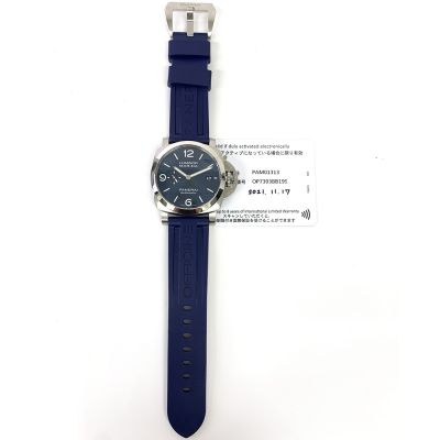 Luminor Marina 44mm Blue Dial Blue Leather Strap Stainless Steel