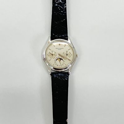 Grand Complications 36mm Perpetual Calendar Silver Dial Black Leather Strap White Gold