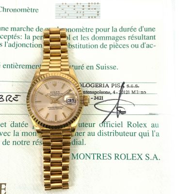 Datejust 26mm Champagne Dial Fluted Bezel President Bracelet Yellow Gold