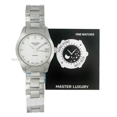 Conquest Classic Mother Of Pearl Diamond Dial Stainless Steel 