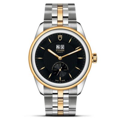 Glamour Double-Date 42mm Automatic Black Dial Stainless Steel and Yellow Gold