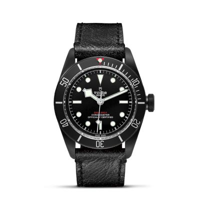 Heritage Black Bay Dark 41mm Automatic Black Dial Black Leather Strap Stainless Steel