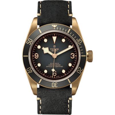Black Bay 43mm Slate Grey Dial Bronze Bezel Black Leather Stainless Steel and Yellow Gold